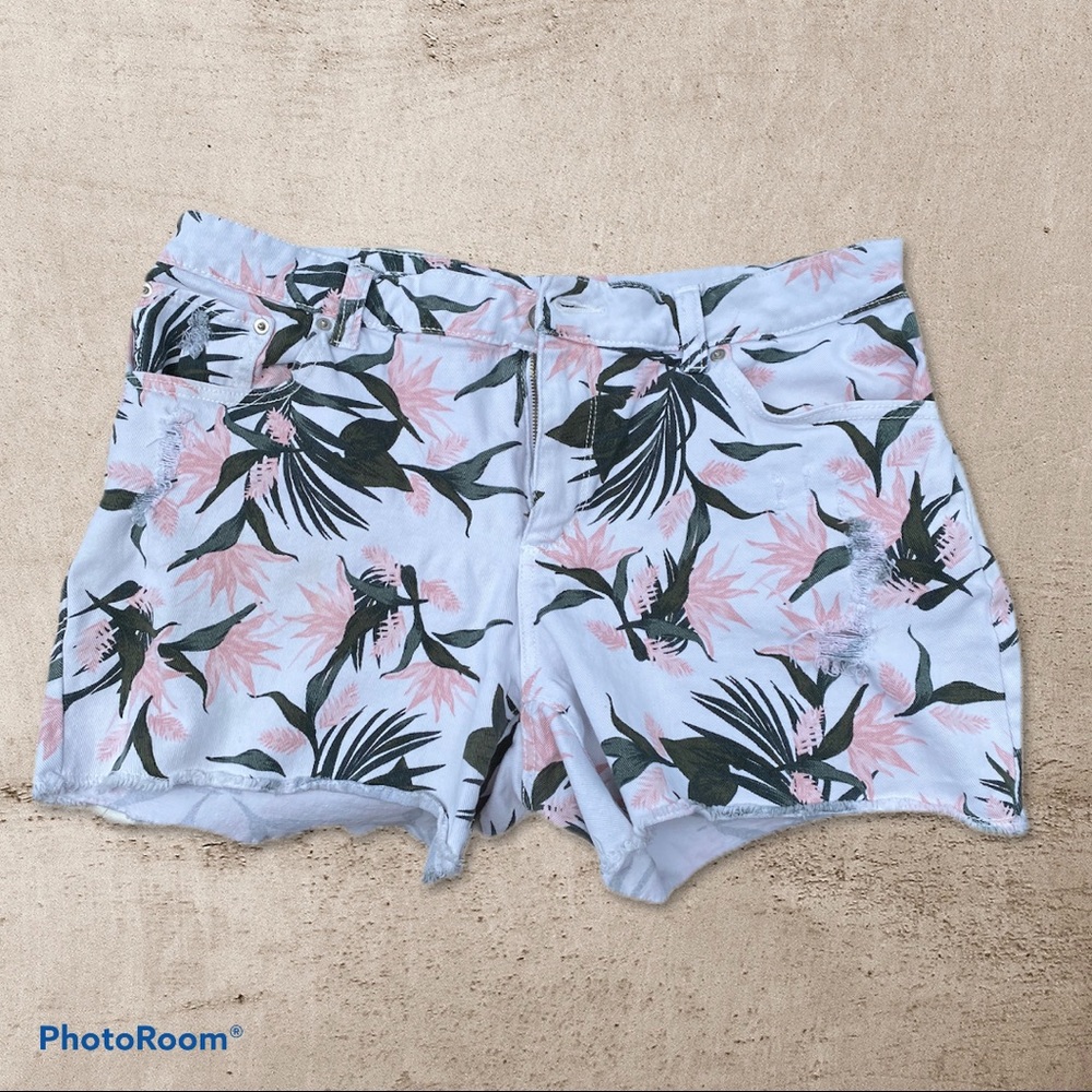 Tropical Cut Off Jean Shorts Size 16